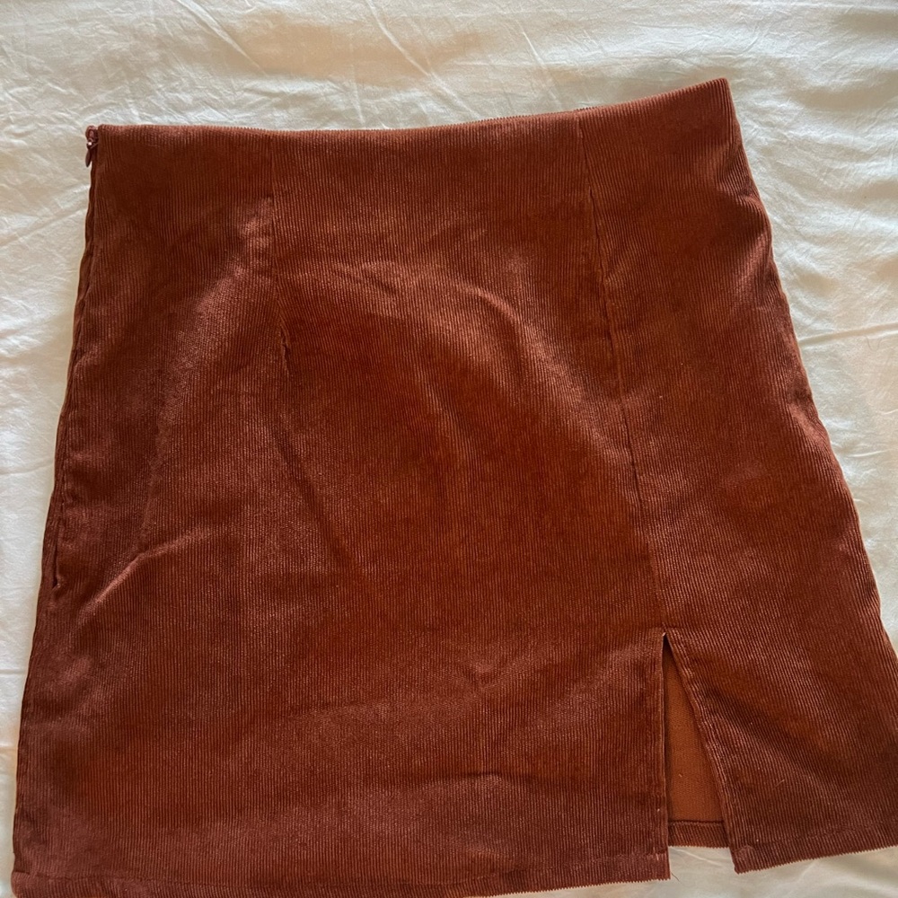 SHEIN Corduroy Mini Skirt – XS (Rust Brown)